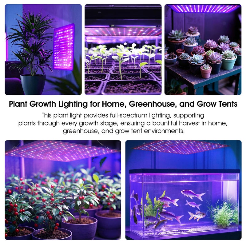 Uallhome 2 Pack LED Grow Light Panel 200W Lamp for Indoor Plants, Full Spectrum with White Blue Red UV IR LEDs for 4x4ft Coverage Grow Tent Greenhouse Veg and Bloom Seedlings Hydroponics - Image 2