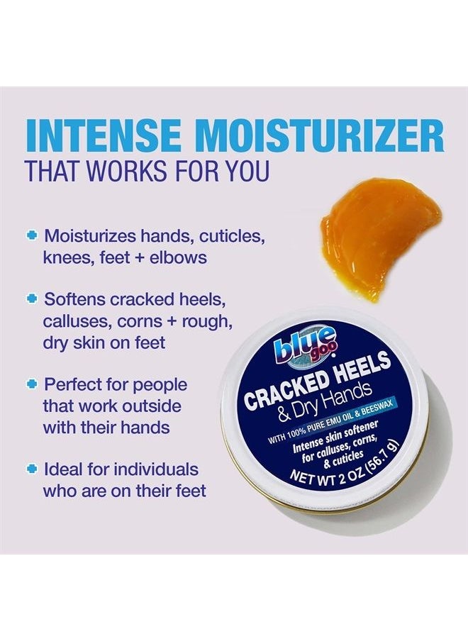 Blue Goo - Cracked Heels & Dry Hands Intense Skin Softener - for Calluses, Corns & Elbow Dryness Relief, Fast- Penetrating Hydrating Moisturizer, Made w/ 100% Pure Emu Oil & Beeswax, 2 oz (1 Pack) - Image 1