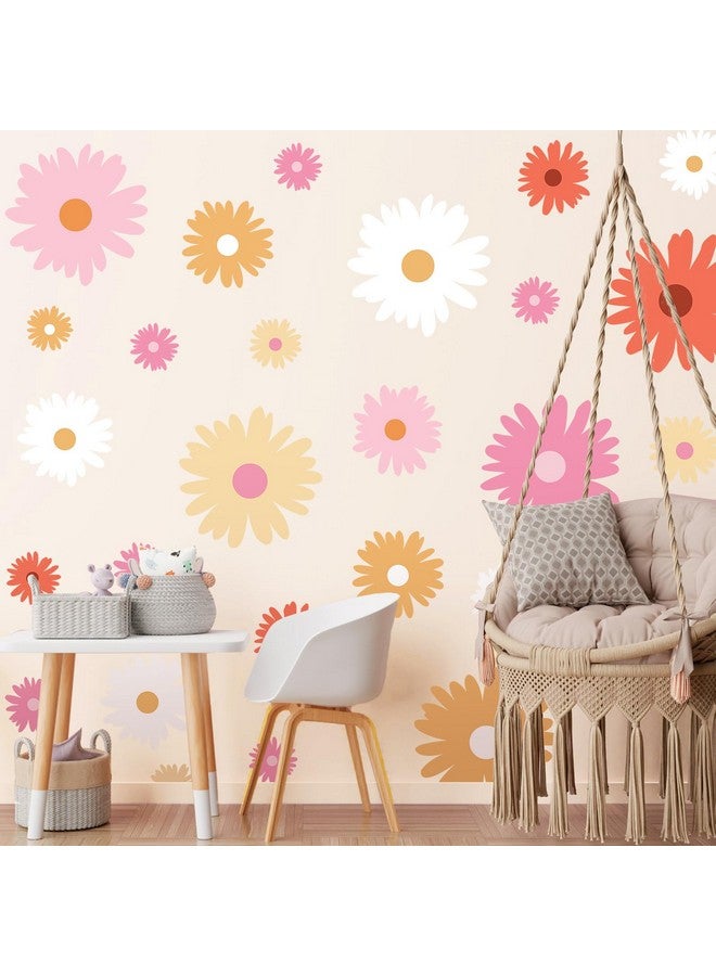 TaoBary 12 Sheets Daisy Wall Decals Flower Wall Stickers Large Daisy Wall Stickers Daisy Decals For Wall Peel And Stick For Nursery Bedroom Living Room Wall Decor(Artsy Style) - Image 1