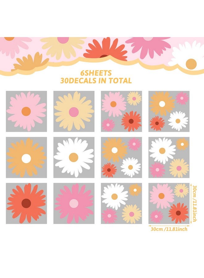 TaoBary 12 Sheets Daisy Wall Decals Flower Wall Stickers Large Daisy Wall Stickers Daisy Decals For Wall Peel And Stick For Nursery Bedroom Living Room Wall Decor(Artsy Style) - Image 2