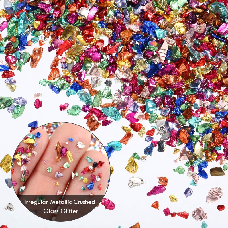 Maitys 36 Pack Crushed Glass Glitter, Broken Crushed Glass Pieces for Craft Resin Nail DIY Craft Vase Filler Epoxy Resin Art Jewelry Making - Image 4