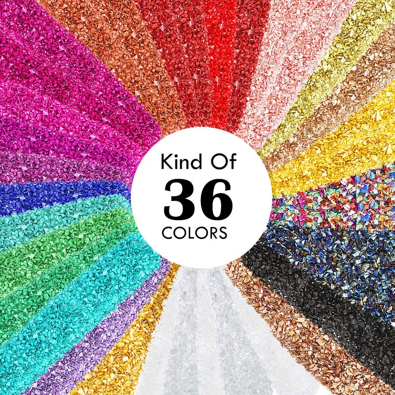 Maitys 36 Pack Crushed Glass Glitter, Broken Crushed Glass Pieces for Craft Resin Nail DIY Craft Vase Filler Epoxy Resin Art Jewelry Making - Image 3