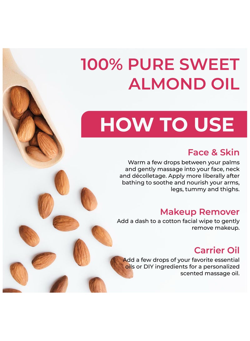 Jadole Naturals The Original Gold Label Organic Sweet Almond Oil USDA Certified for Skin Hair Scalp Massage 473 ml - Image 3