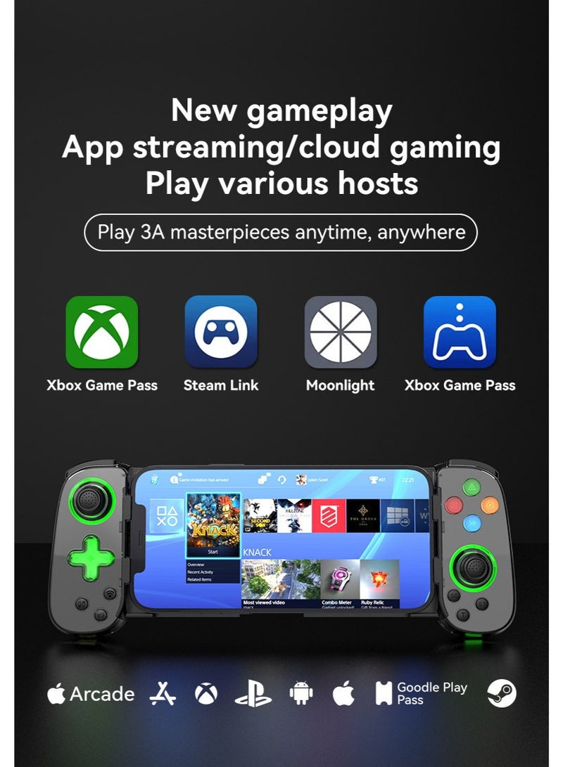 general Classic Stretching Gamepad D7 Wireless Gaming Controller Stretch 127-180mm/5-7.1inch for Android/iOS/Win7 10 11/Mac OS/Switch Play Xbox/PS Console Games with Hall Effect Joysticks, Hall Rocker, Quick trigger, Turbo function, Auto function, 6-Axis Gyro, ABXY Button - Image 3