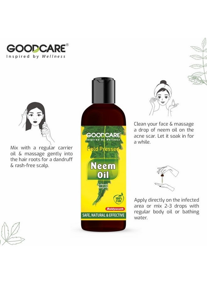 GOOD CARE Goodcare Cold Pressed Neem Oil | Hair Oil for Dandruff Relief, Scalp Infection| Pimple, Acne Scar for Clear Skin| Ayurvedic Neem Oil For Skin & Hair| Soothes & Moisturizes Dry Skin| 100 ml - Image 4