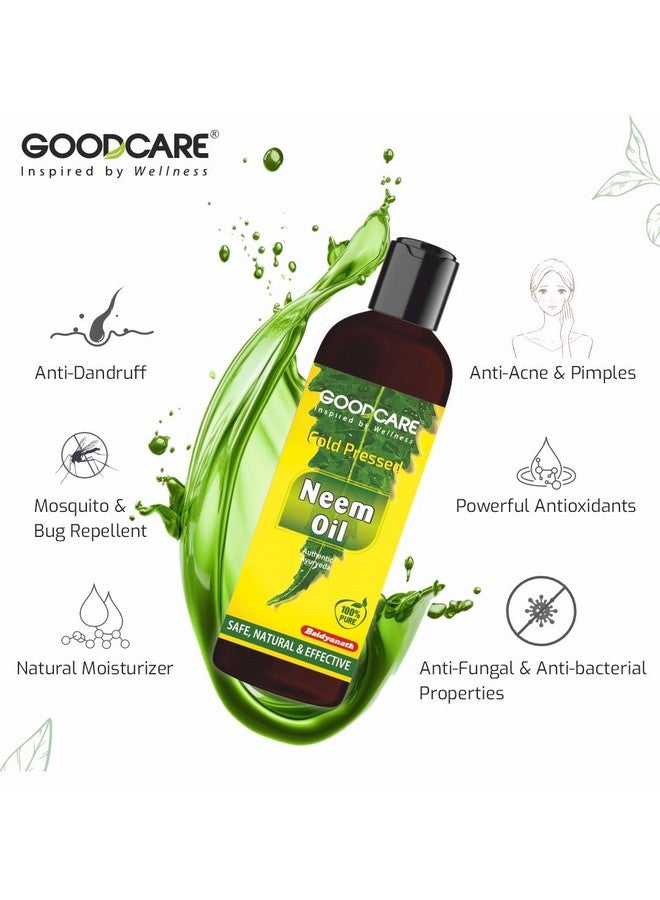 GOOD CARE Goodcare Cold Pressed Neem Oil | Hair Oil for Dandruff Relief, Scalp Infection| Pimple, Acne Scar for Clear Skin| Ayurvedic Neem Oil For Skin & Hair| Soothes & Moisturizes Dry Skin| 100 ml - Image 3