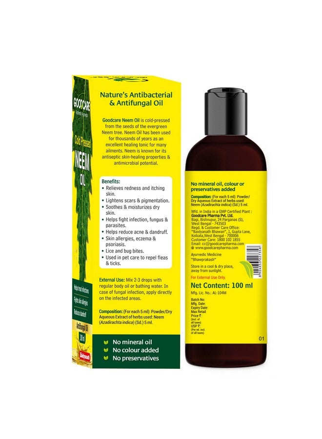 GOOD CARE Goodcare Cold Pressed Neem Oil | Hair Oil for Dandruff Relief, Scalp Infection| Pimple, Acne Scar for Clear Skin| Ayurvedic Neem Oil For Skin & Hair| Soothes & Moisturizes Dry Skin| 100 ml - Image 5