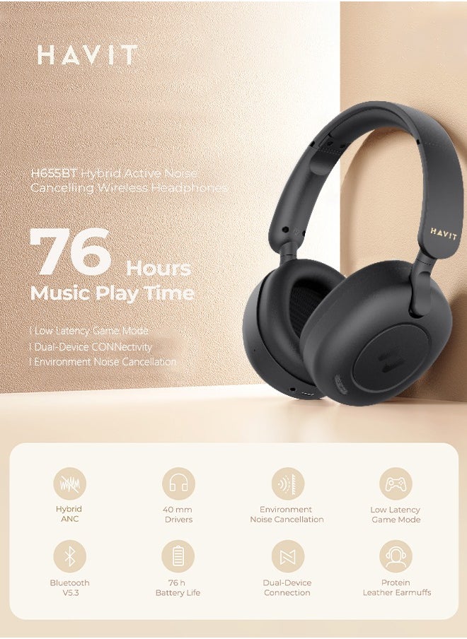 havit - Bluetooth Headset, Wireless Headset, 76 Hours Long Endurance, Hybrid Active Noise Reduction, Compatible with Apple and Android - Image 1