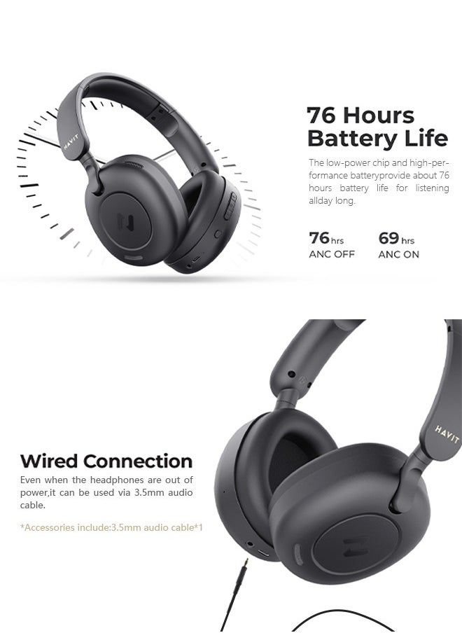 havit - Bluetooth Headset, Wireless Headset, 76 Hours Long Endurance, Hybrid Active Noise Reduction, Compatible with Apple and Android - Image 1