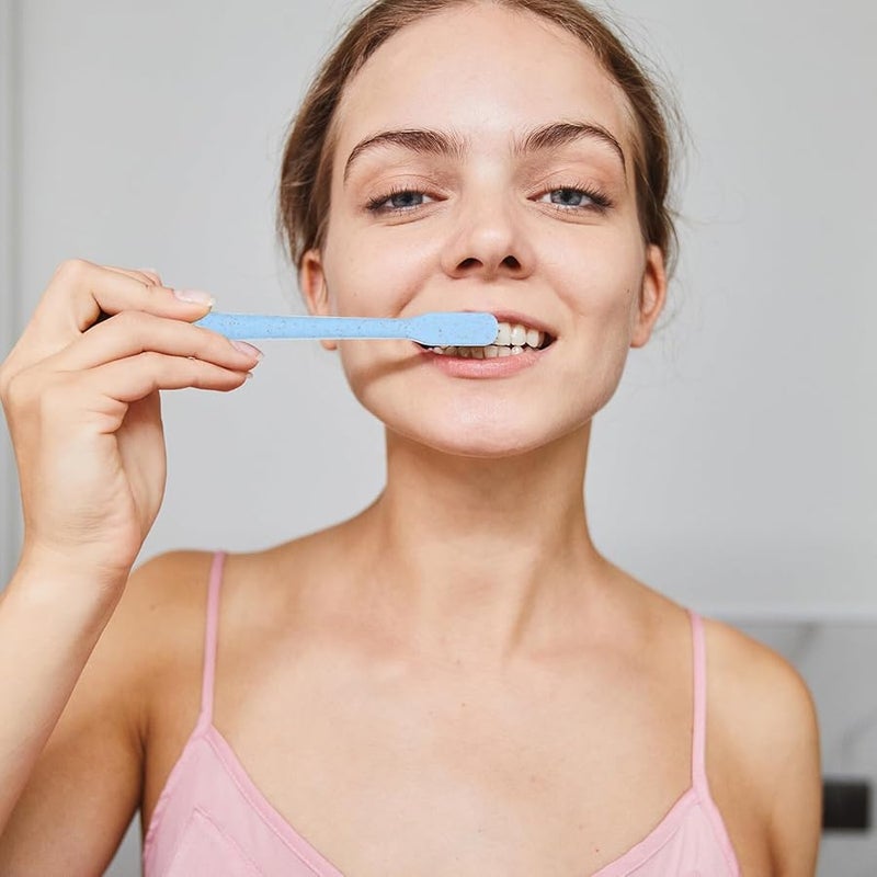 12Pcs Soft Charcoal Toothbrushes Wheat Straw Handle Portable Travel Family Multi Colored - Image 5