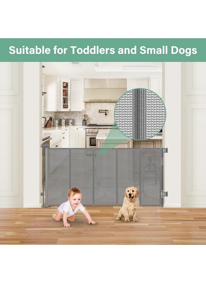 BETERTEK Reinforced 26 Inch Tall Retractable Child Gate to Step Over 55" Wide Small Retractable Baby Gates for Stair Retractable Dog Gate Short Mesh Dog Gate Retractable Toddler Gates for Doorways Doggy Gate  - Image 4