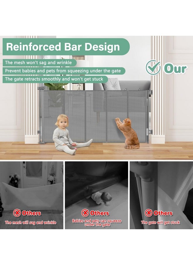 BETERTEK Reinforced 26 Inch Tall Retractable Child Gate to Step Over 55" Wide Small Retractable Baby Gates for Stair Retractable Dog Gate Short Mesh Dog Gate Retractable Toddler Gates for Doorways Doggy Gate  - Image 3