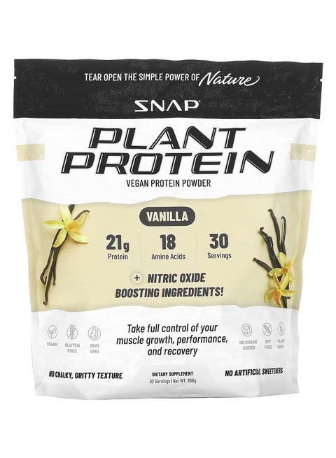 Plant Protein Vegan Protein Powder Vanilla 21g Protein,18 Amino Acids 30 serving With Nitric Oxide Boosting Ingredients,With Nitric Oxide Boosting Ingredients - Dietary Supplement 30 sarving Net WT 868 g