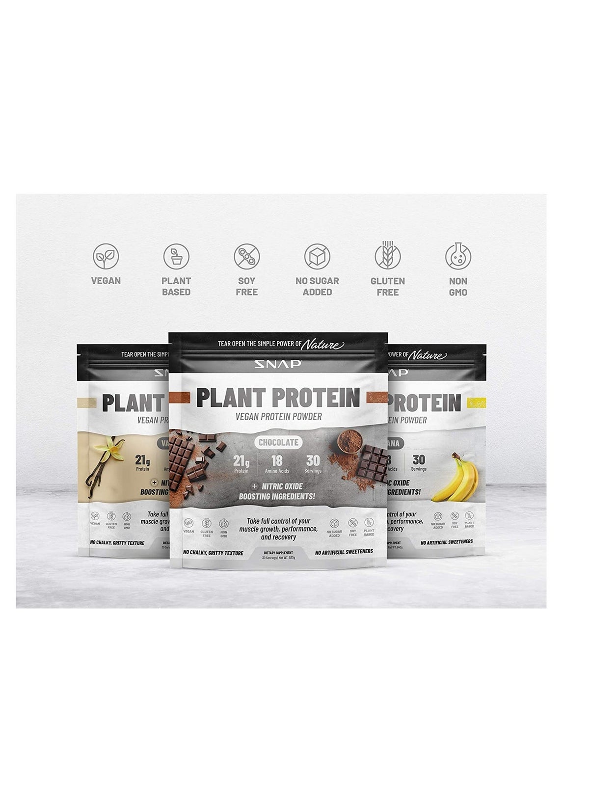 Plant Protein Vegan Protein Powder Vanilla 21G Protein,18 Amino Acids 30 Serving With Nitric Oxide Boosting Ingredients,With Nitric Oxide Boosting Ingredients - Dietary Supplement 30 Sarving Net Wt 868 G