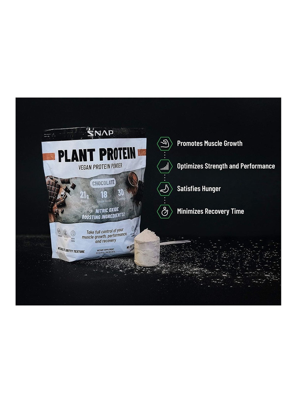 Plant Protein Vegan Protein Powder Vanilla 21G Protein,18 Amino Acids 30 Serving With Nitric Oxide Boosting Ingredients,With Nitric Oxide Boosting Ingredients - Dietary Supplement 30 Sarving Net Wt 868 G