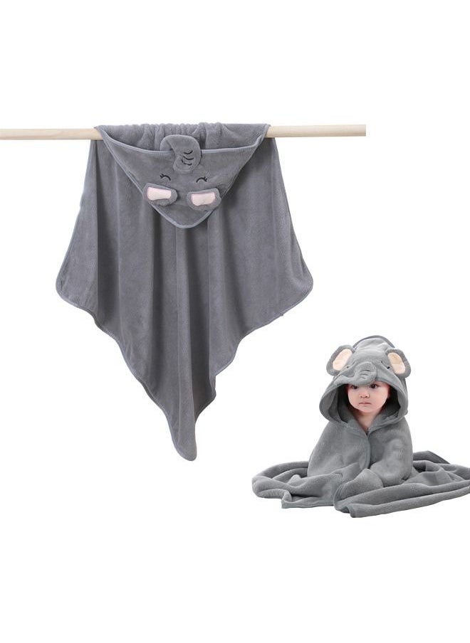 Generic - Baby Bath Towel, Ultra Soft Baby Hooded Towels, Baby Cape Bath Towel, Absorbent Bath Towels, Baby Bathrobes (Grey Elephant, 80*80 cm) - Image 1