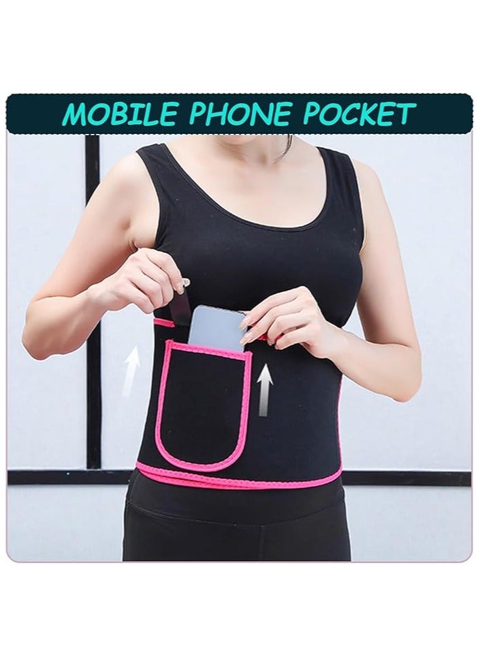 Neoprene Sauna Sweat Belt, Waist Trainer Women Men, Adjustable Waist Trimmer, Waist trainer for Weight Loss Increases Perspiration, Waist trimmers for Workout,Running and Fitness,Phone Pocket - Image 4