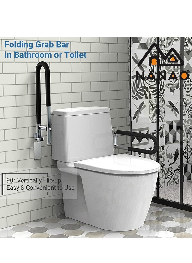 NANAO Handicap Grab Bars Rails 23.6 Inch Toilet Handrails Bathroom Safety Bar Hand Support Rail Handicapped Handrail Accessories for Seniors Elderly Disabled Mounted Bath Grips - Image 2
