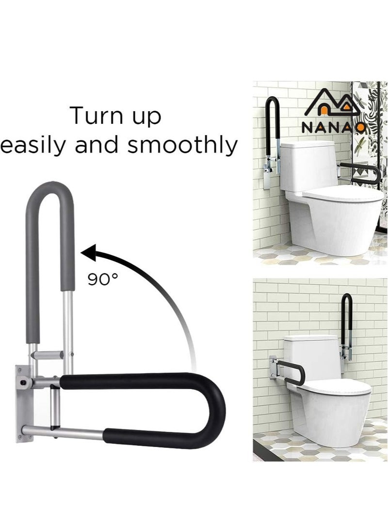 NANAO Handicap Grab Bars Rails 23.6 Inch Toilet Handrails Bathroom Safety Bar Hand Support Rail Handicapped Handrail Accessories for Seniors Elderly Disabled Mounted Bath Grips - Image 3