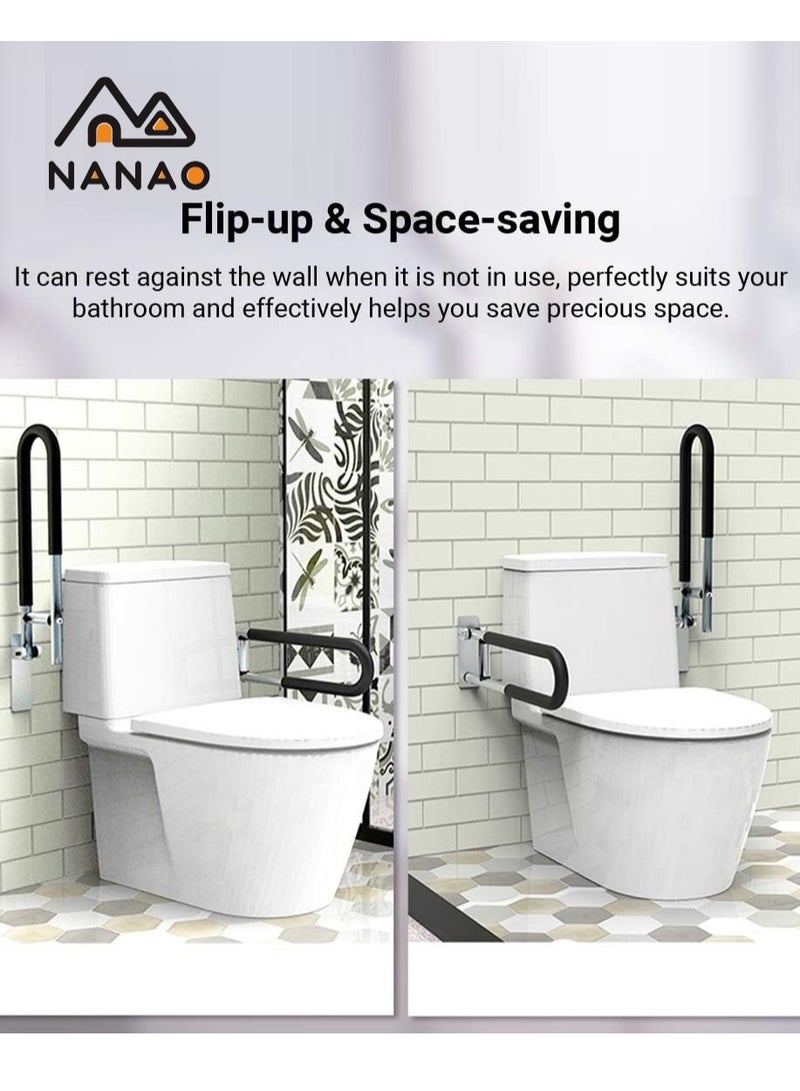 NANAO Handicap Grab Bars Rails 23.6 Inch Toilet Handrails Bathroom Safety Bar Hand Support Rail Handicapped Handrail Accessories for Seniors Elderly Disabled Mounted Bath Grips - Image 4