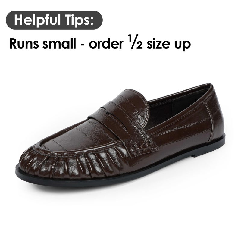 QIY Brown Flats for Women Dressy Womens Flats Chocolate Brown Loafers Penny Loafers 2026 Moccasins Slip on Shoes Women Comfortable Business Casual Shoes Size 9.5 - Image 4