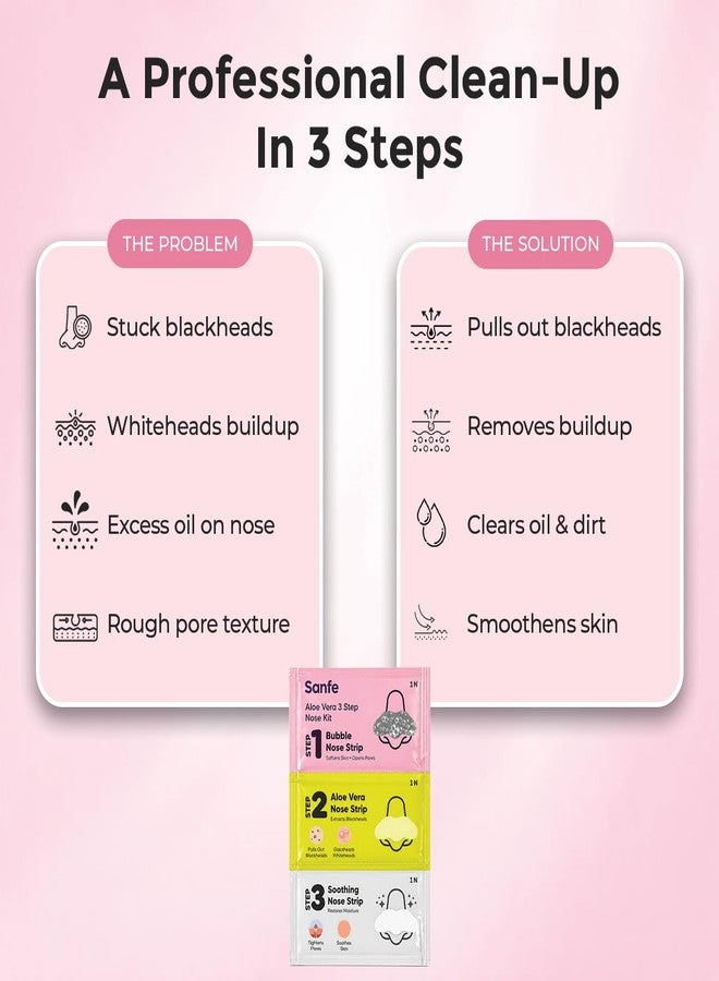 Sanfe Aloe Vera 3 Step Nose Kit | 3 Units | Nose Strips for Blackhead Removal Routine | Deep Cleansing Pore Cleaning Strips for Oily Skin Care | At Home Cleansing Kit | Peel-Off Mask Style - Image 3