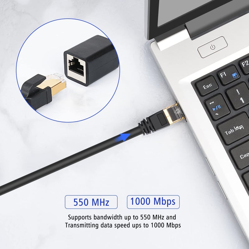 JD Ethernet Extension Cable, Cat 6 Ethernet Extender Cable Adapter (23 Feet) Support Cat6 / Cat5e / Cat5 Standards, RJ45 Cords Shielded Male to Female - Image 5
