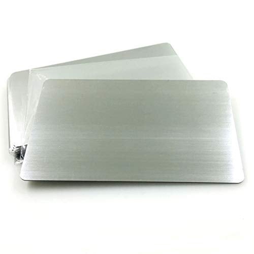 Ebamaz 304 Stainless Steel Thick 0.5mm Metal Business Cards Blank Tablet 86X54mm Pack of 10PCS (Silver Brushed Finishing, Blank) - Image 1