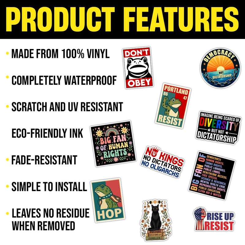 ULTRAVUTT [10pcs x 3''] Progressive Political Sticker, FDT Sticker Social Justice Feminist Decal Decoration Gift for Men Women, Laptop Water Bottle Tumbler Car Vinyl Decal Waterproof - Image 3