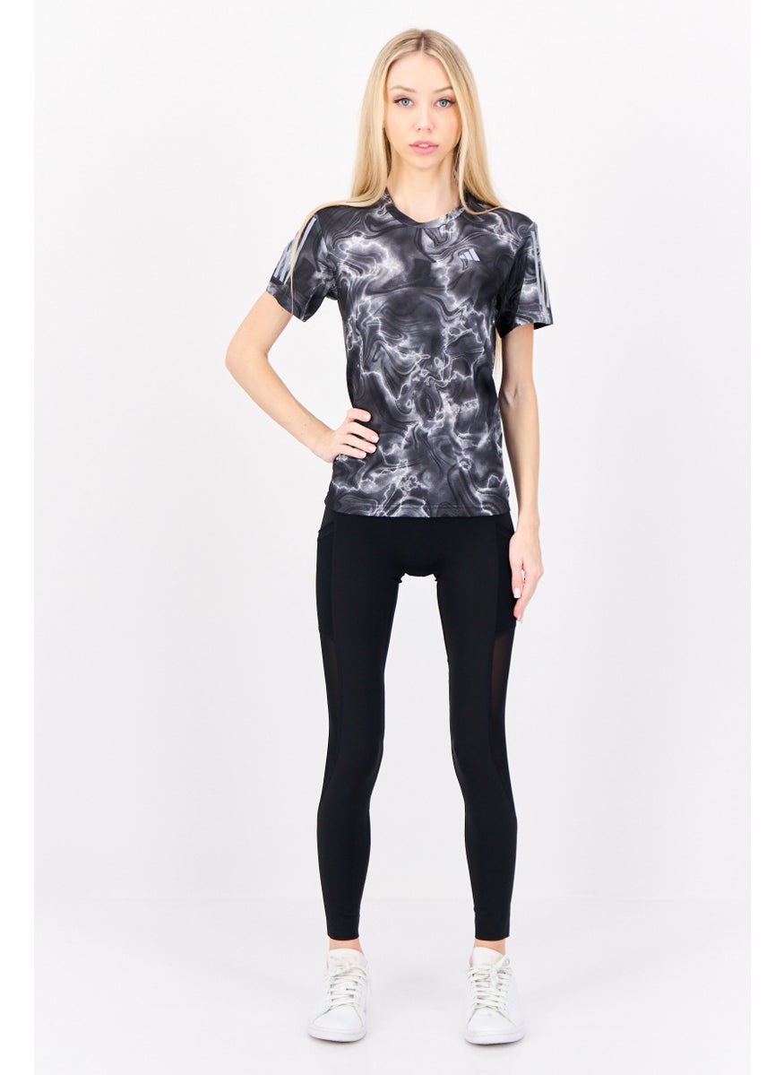 Adidas - Women Sportswear Fit Short Sleeve Running T-Shirt, Black - Image 1
