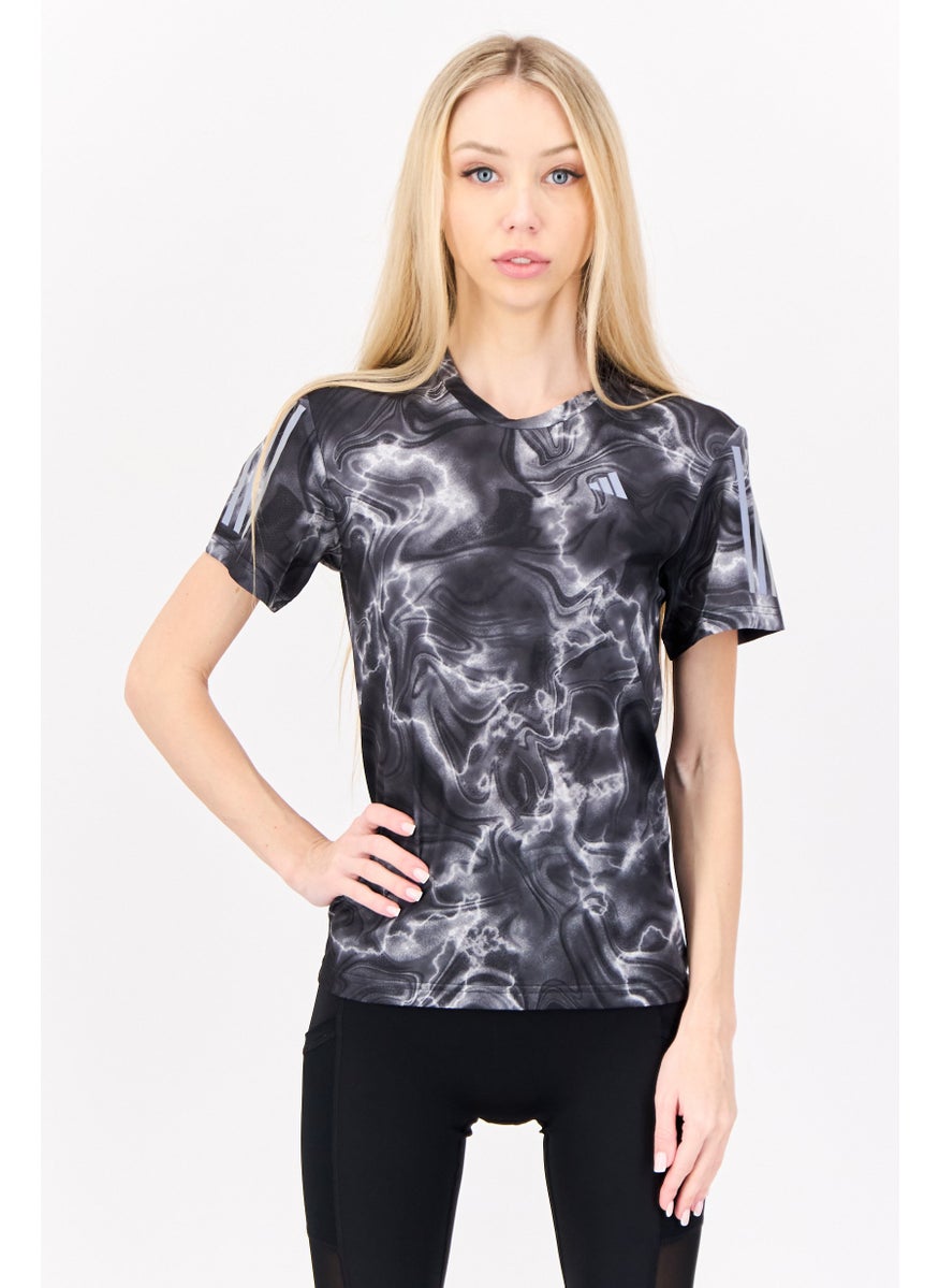 Adidas - Women Sportswear Fit Short Sleeve Running T-Shirt, Black - Image 1