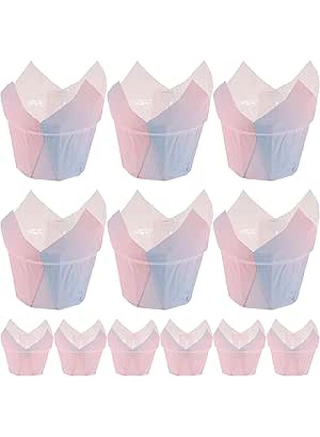 Gradient Tulip Cupcake Liners 50pcs Greaseproof Mini Muffin Baking Cups Party Supplies - Image 1