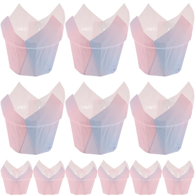 Gradient Tulip Cupcake Liners 50pcs Greaseproof Mini Muffin Baking Cups Party Supplies - Image 2