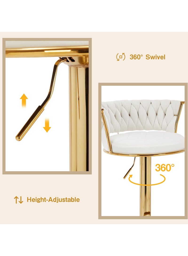 DubaiGallery Velvet Swivel Golden Bar Chair Adjustable 360" Rotating Gold Metal High Stool With Backrest For Cafes And Bars - Image 3