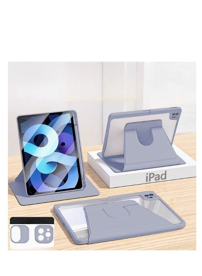 Case for iPad Pro 12.9-Inch (2022/2021/2020/2018)/ iPad air 13 inch M2 2024/iPad air 13 inch M3 2025 with Pencil Holder, 360 Degree Rotation Protective Standing Cover Clear Back, Auto Wake/Sleep - Image 1