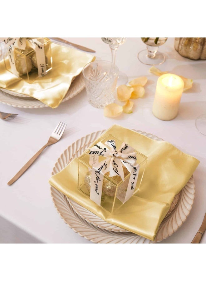 بيتلا 12 قطعة من مناديل طاولة ساتان قماشية 43×43 سم – مناديل عشاء أنيقة قابلة لإعادة الاستخدام بلمسة حريرية للمطاعم وحفلات الزفاف والمناسبات والولائم، لون شامبانيا - Image 2