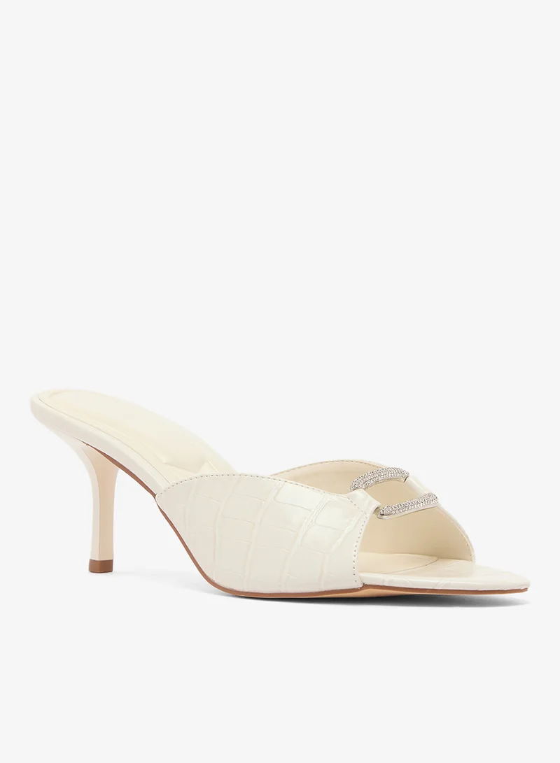 Truffle Mid Heel Silver Accent Sandals