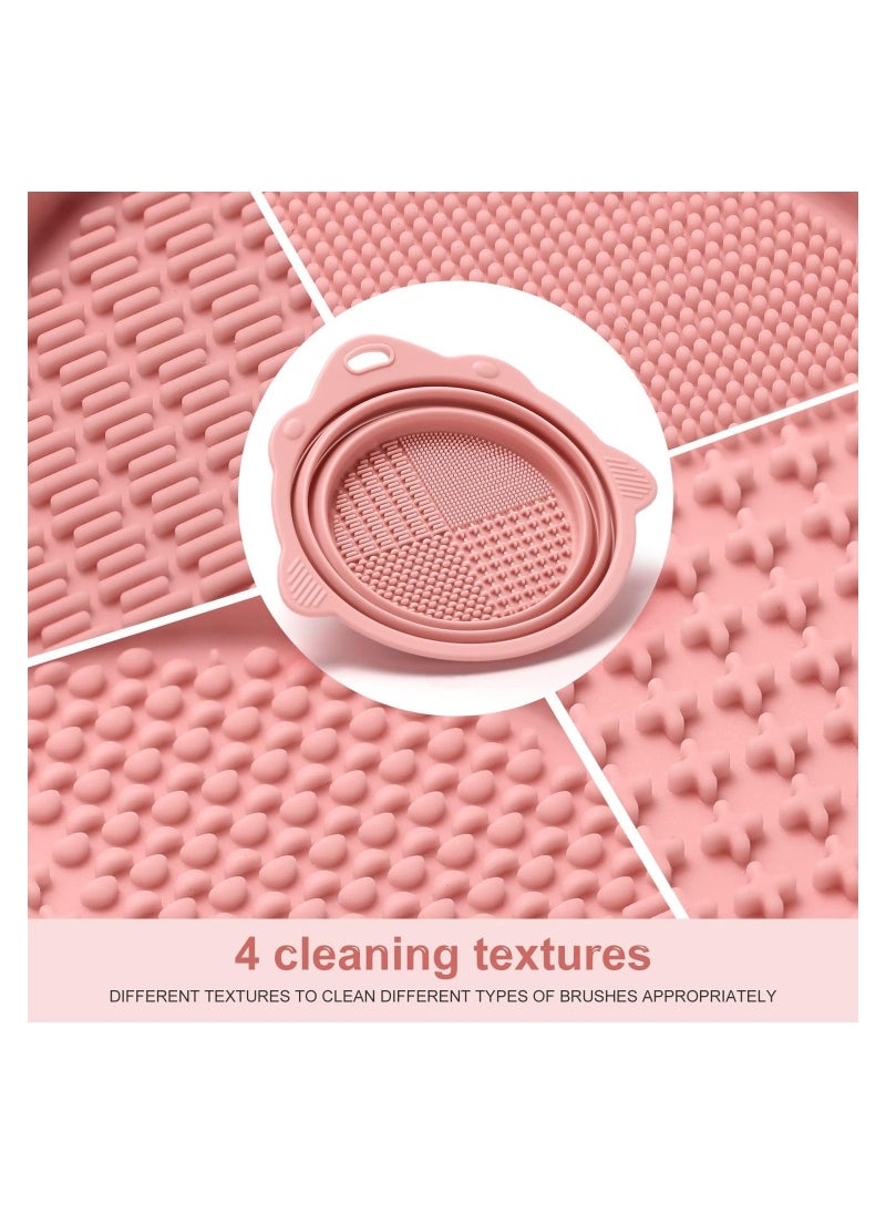 Foldable Makeup Brush Cleaning Bucket, Silicone Toiletry Cleaning Bowl, Foldable Washing Tool for Makeup Brushes, Makeup Sponge, Powder Puff (Beige)