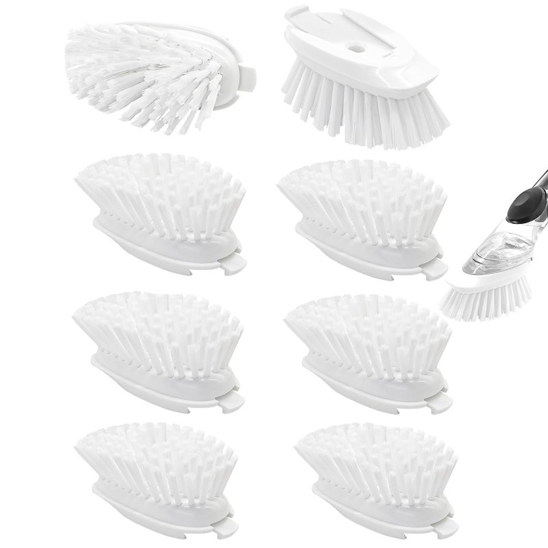 Shadowgallery Brush Refills for OXO Dish Brush  8 Pack Dish Brush Cleaning Soap Dispensing Head Replacement for Scrubber White 