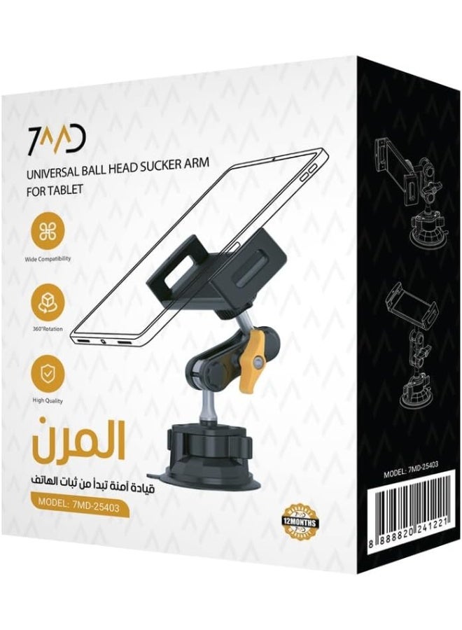 7MD Universal Tablet Mount, 360° Rotating Suction Arm, Adjustable Tablet Holder Stand, Strong Suction Mount, Secure Grip, Wide Compatibility for Car Desk Home Office Use - Image 2