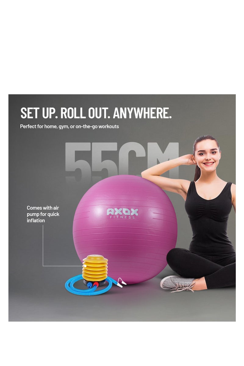 أكسوكس كرة أكسوك فيتنس المضادة للانفجار 55 سم – متعددة الأحجام، مصنوعة من PVC متين، سطح مانع للانزلاق لليوغا، البيلاتس، التمارين والجلوس المكتبي - Image 5