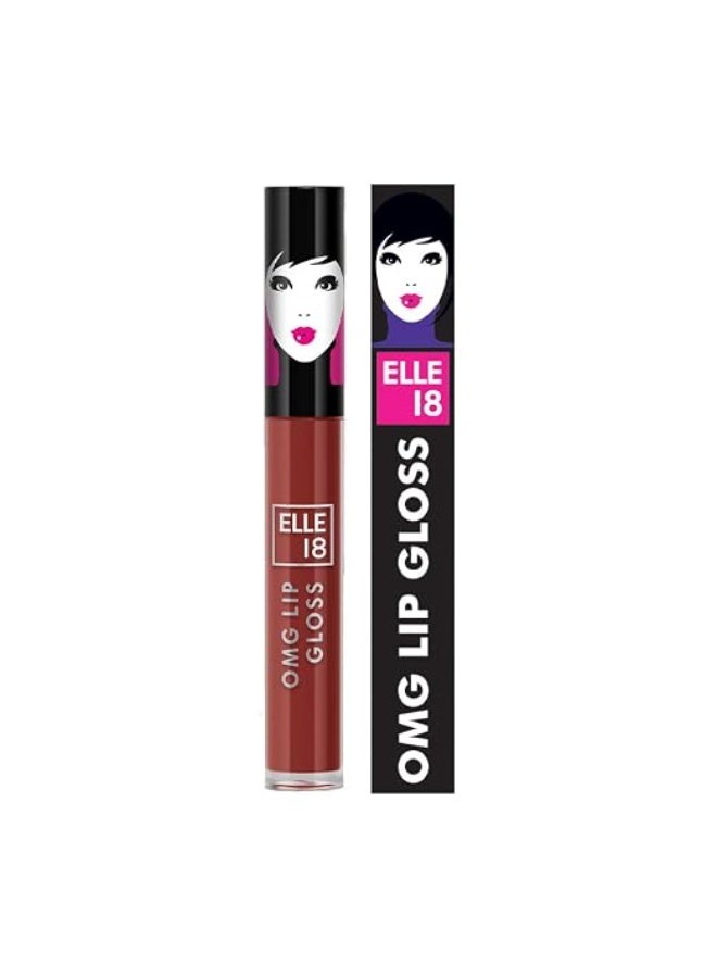 Elle 18 OMG Lip Gloss, Glossy Finish, Brownie Babe, Non-sticky Formula, Light-weight, Moisturising, Infused with Rapeseed and Jojoba Oil, Full Coverage| 2.5ml - Image 2