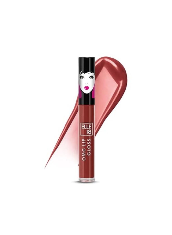 Elle 18 OMG Lip Gloss, Glossy Finish, Brownie Babe, Non-sticky Formula, Light-weight, Moisturising, Infused with Rapeseed and Jojoba Oil, Full Coverage| 2.5ml - Image 1