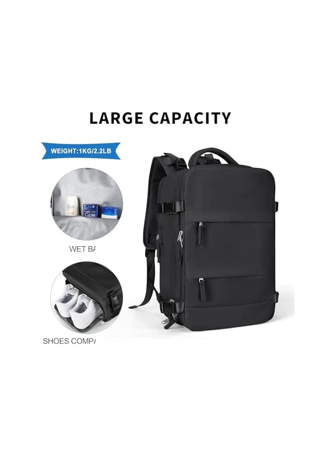 PROMASS Large Travel Backpack For Women Men, Carry On Backpack, Hiking Backpack Waterproof Outdoor Sports Rucksack Casual Daypack Travel Essentials（Black） - Image 2