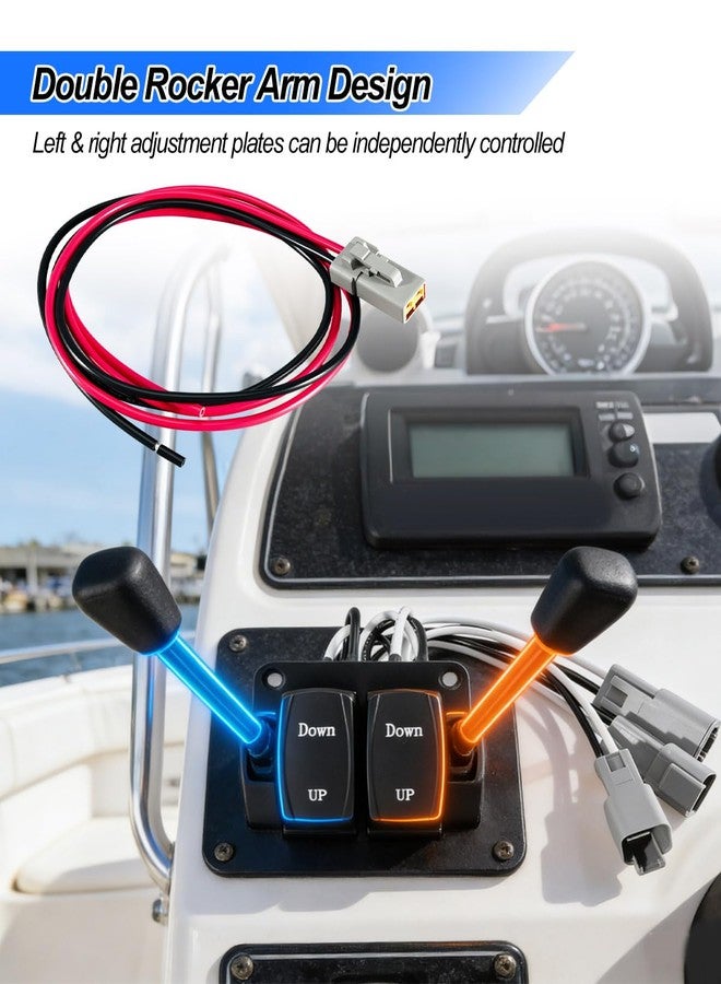 HZOTLO Marine Trim Tab Double Rocker Switch Kit Fit for Recreational Fishing Sail Workboats Marine Adjustment Plate, 12V 24V 36In Dual Joystick Switch Kit Replace 10222211D 10222211 - Image 4