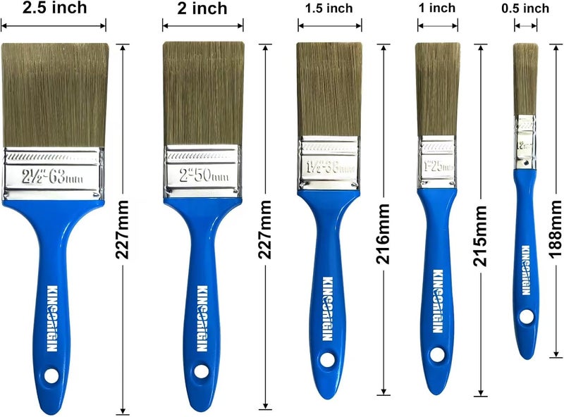 KingOrigin King Origin Versatile Paint Brush Set, 30 Pack, 5 Sizes Paint Brushes (0.5" 1" 1.5" 2" 2.5"), Small Paint Brushes for Walls, Furniture, Crafts - Detailed Painting & Larger Surface Coverage - Image 2
