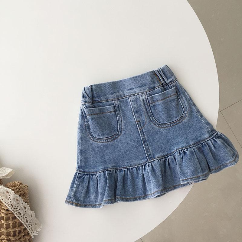 Girls' Denim Skirt Half-Length New Style Summer Baby Skirt Ruffled Baby'S Hip Skirt Fishtail Skirt Trendy - Image 4