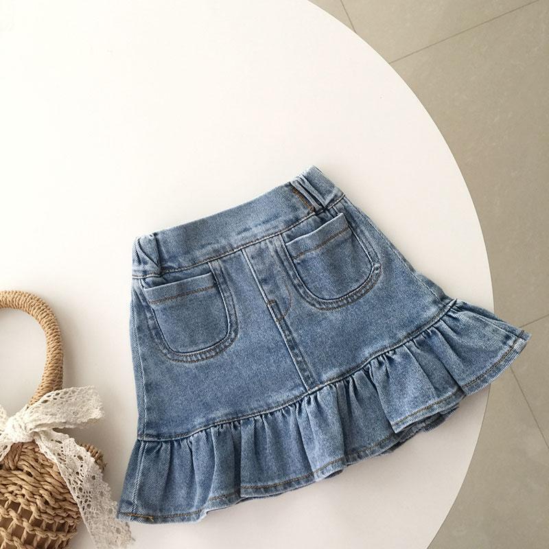 Girls' Denim Skirt Half-Length New Style Summer Baby Skirt Ruffled Baby'S Hip Skirt Fishtail Skirt Trendy - Image 2