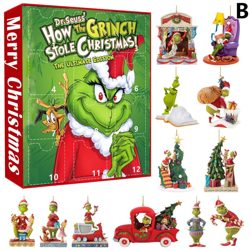 Cross-border creative Christmas Countdown 12 hours Greenwich blind box green fur monster Christmas tree pendant ornaments - Image 2