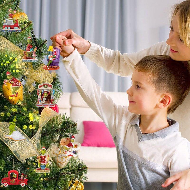 Cross-border creative Christmas Countdown 12 hours Greenwich blind box green fur monster Christmas tree pendant ornaments - Image 3